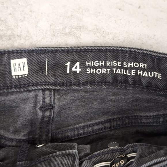 Gap High Rise Denim Shorts Cut Off Raw Hem Button Fly Vintage Wash Jean Bottoms - Picture 5 of 9